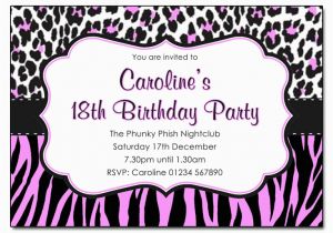 Animal Print Birthday Party Invitations Animal Print Pink and Black Party Invitations