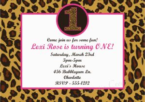 Animal Print Birthday Party Invitations Leopard Print 1st Birthday Invitation Cheetah by