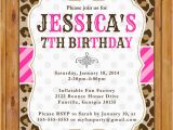 Animal Print Birthday Party Invitations Leopard Print Birthday Party Invite Pink Stripes Polka Dots