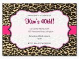 Animal Print Birthday Party Invitations Leopard Print with Pink Trim Personalised Birthday Party