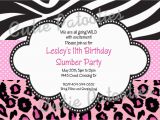 Animal Print Birthday Party Invitations Leopard Zebra Print Invitations Printed or Printable