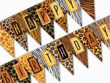 Animal Print Happy Birthday Banner Safari Birthday Banner Happy Birthday Banner Jungle