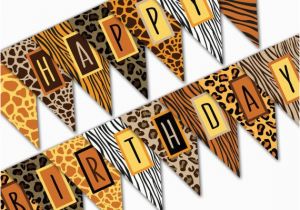 Animal Print Happy Birthday Banner Safari Birthday Banner Happy Birthday Banner Jungle