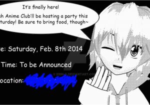 Anime Birthday Invitations Anime Club Party Invitation by Erin G On Deviantart