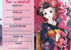 Anime Birthday Invitations Invitations for Sleepover Party