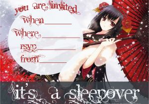 Anime Birthday Invitations Invitations for Sleepover Party
