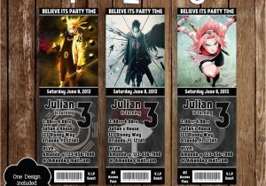 Anime Birthday Invitations Novel Concept Designs Naruto Anime Birthday Party Ticket