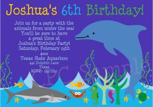 Aquarium Birthday Party Invitations Dolphin Aquarium Birthday Invitations