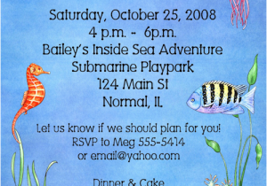 Aquarium Birthday Party Invitations Fish Aquarium Under the Sea Birthday Party Invitations