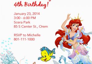Ariel Birthday Invitations Printable Little Mermaid Ariel and Friends Birthday Invitation