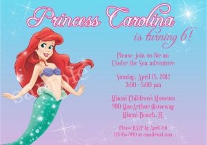 Ariel Birthday Invitations Printable Little Mermaid Printable Birthday Invitations