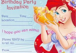 Ariel Birthday Invitations Printable Princess Coloring Pages