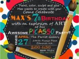 Art themed Birthday Party Invitations A Picasso Inspired Boy S Art themed Birthday Party