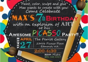 Art themed Birthday Party Invitations A Picasso Inspired Boy S Art themed Birthday Party