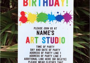 Art themed Birthday Party Invitations Art Birthday Party theme Printables Paint Party