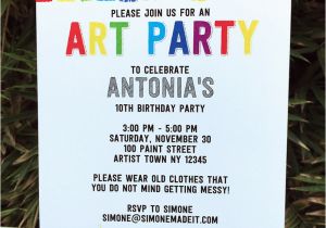 Art themed Birthday Party Invitations Art Birthday Party theme Printables Paint Party