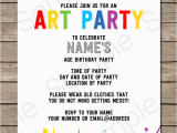 Art themed Birthday Party Invitations Art Party Invitations Template Art Party Invitations