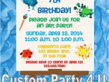Art themed Birthday Party Invitations Art themed Birthday Invitations by Customparty4u Catch