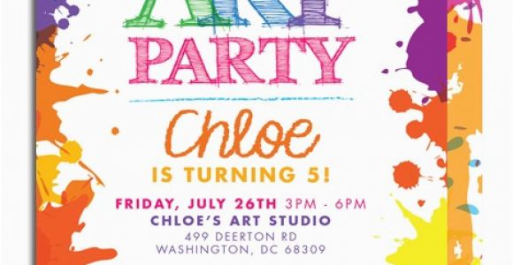 Art themed Birthday Party Invitations Art themed Birthday Party Invitations Drevio Invitations