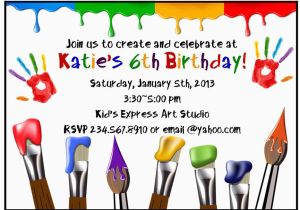 Art themed Birthday Party Invitations Paint Party Ideas Games and Party Supplies