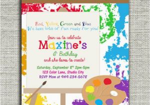 Arts and Crafts Birthday Party Invitations Art Birthday Invitation Arts and Crafts Birthday Invitation