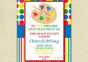 Arts and Crafts Birthday Party Invitations Arts and Crafts Birthday Party Invitation Art Party by