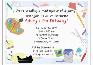 Arts and Crafts Birthday Party Invitations Arts and Crafts Birthday Party Invitations Arts and