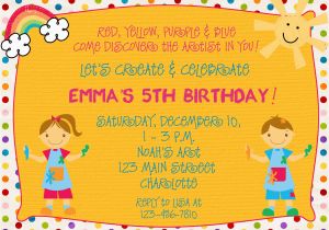 Arts and Crafts Birthday Party Invitations Arts and Crafts Birthday Party Invitations Free