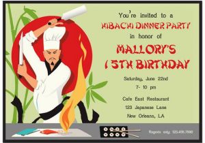 Asian Birthday Invitations Hibachi Sushi Invitation Printable or Printed with Free