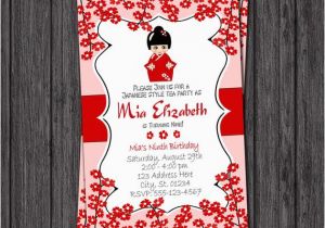 Asian Birthday Invitations Kokeshi Doll Invitation Japanese Birthday Invitation by