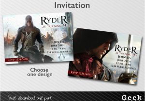 Assassin S Creed Birthday Invitations assassins Creed Unity Party Invitation Printable by Geekparty