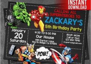 Avengers Birthday Invitation Templates Free Avengers Invitation Instant Download Avengers Invitations