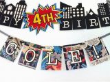 Avengers Happy Birthday Banner Free Printable Vintage Comic Spiderman or Batman Banner Printable by