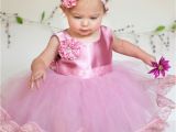 Babies Birthday Dresses Baby Girl Pink Lace Tulle Satin Birthday Party Ball Gown