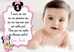 Baby 1st Birthday Thank You Cards Cute Baby Minnie Mouse 1st Birthday Thank You Card