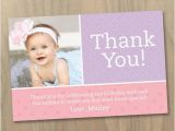 Baby 1st Birthday Thank You Cards Items Similar to Thank You Photo Card Baby Girl First