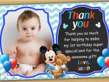 Baby 1st Birthday Thank You Cards Mickey Mouse 1st Birthday Thank You Card Mickey Mouse Baby