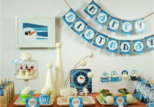 Baby Boy First Birthday Party Decorations Flurry Of Fun Winter theme Birthday Quot toddler Sweet Table