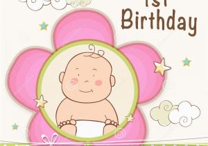 Baby First Birthday Cards Design 1st Birthday Invitation Card Design Stock Illustration