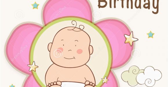 Baby First Birthday Cards Design 1st Birthday Invitation Card Design Stock Illustration