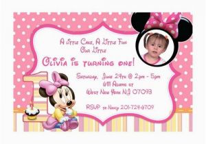 Baby First Birthday Cards Design Printable Baby Minnie Mouse First Birthday Invitations