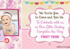 Baby Girl 1st Birthday Invitation Templates Unique Cute 1st Birthday Invitation Wording Ideas for Kids
