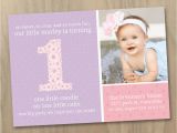 Baby Girl First Birthday Invitation Wording Baby Girl First 1st Birthday Photo Invitation Pink and