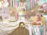 Baby Girl First Birthday Party Decoration Ideas A Pink Gold Carousel 1st Birthday Party Party Ideas