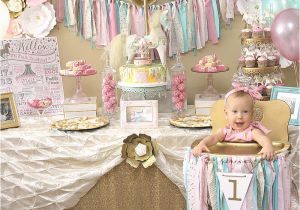 Baby Girl First Birthday Party Decoration Ideas A Pink Gold Carousel 1st Birthday Party Party Ideas