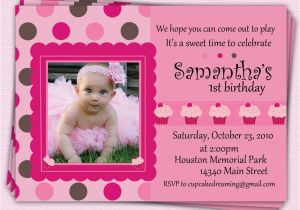 Baby Girl First Birthday Party Invitations Girl First Birthday Invitations