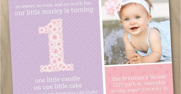 Baby Girls First Birthday Invitations Baby Girl First 1st Birthday Photo Invitation Pink and