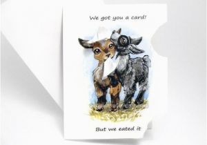 Baby Goat Birthday Card Funny Card Cute Goat Art Hungry Baby Goats Thinking Of You