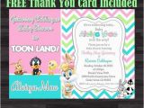 Baby Looney Tunes Birthday Invitations Baby Tunes Invitation Baby Shower Invitation by soniardesigns