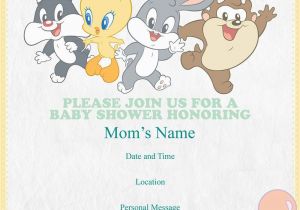 Baby Looney Tunes Birthday Invitations Looney Tune Baby Shower Invitation Google Search Baby